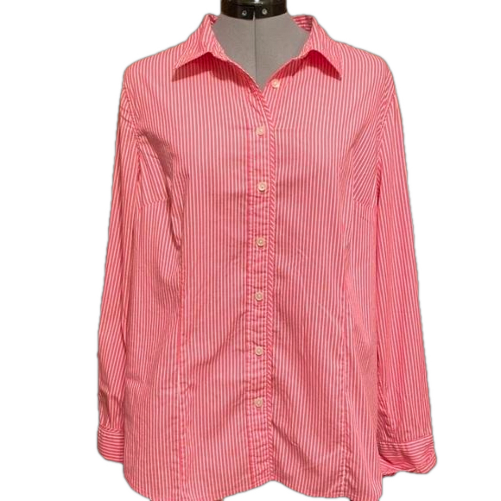 Liz Claiborne pink striped button-down shirt size XL